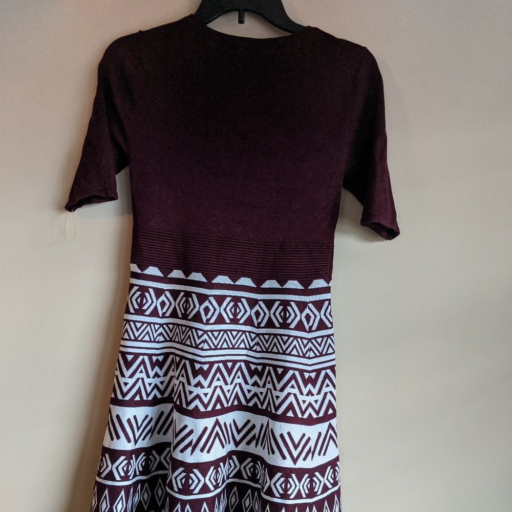 Short sleeve dress, M, Girl's, Burgandy and white